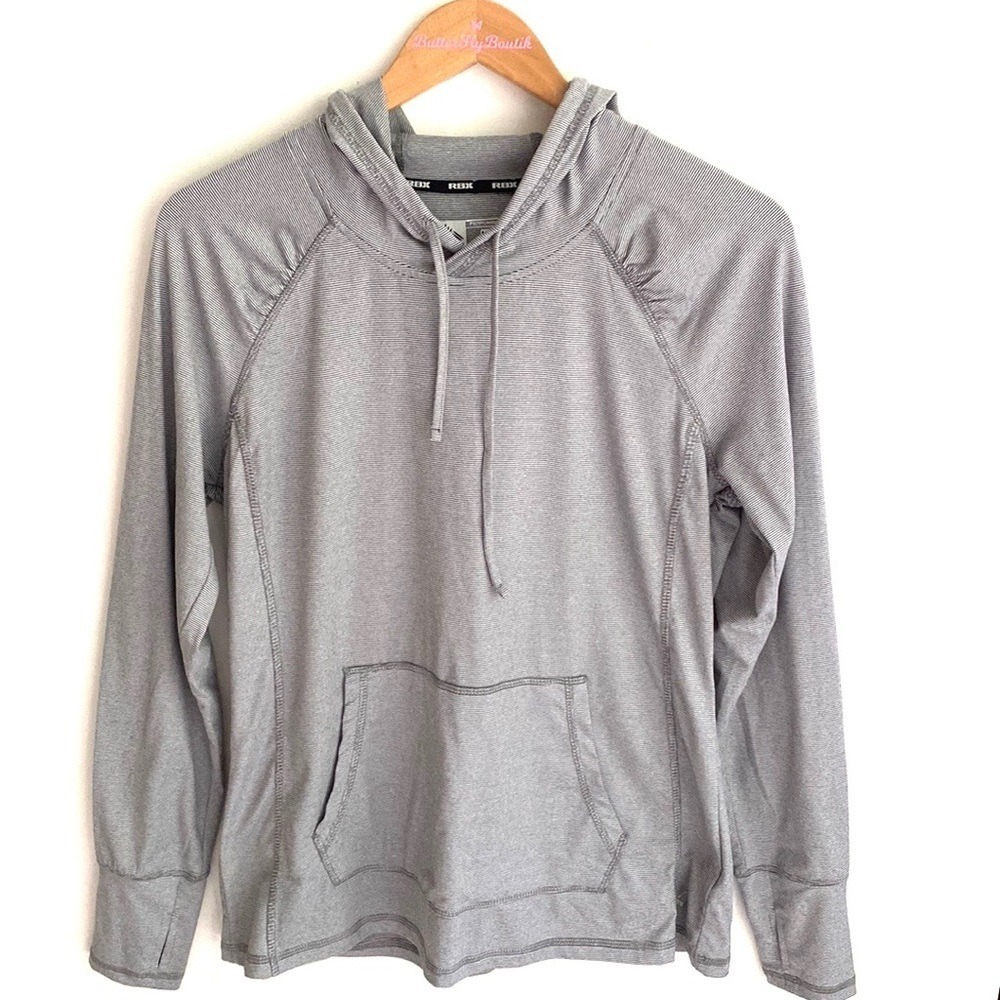 RBX Long sleeve Gray hooded tee shirt, Size‎ M